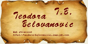 Teodora Belovanović vizit kartica